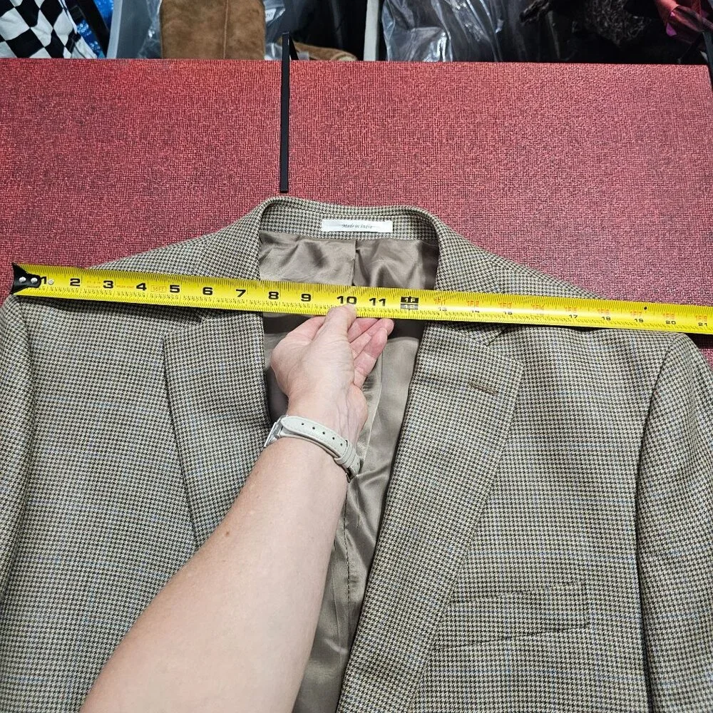 Lauren‎ Ralph Lauren Silk Wool Blazer Jacket 48L Houndstooth Ivy League Luxury
